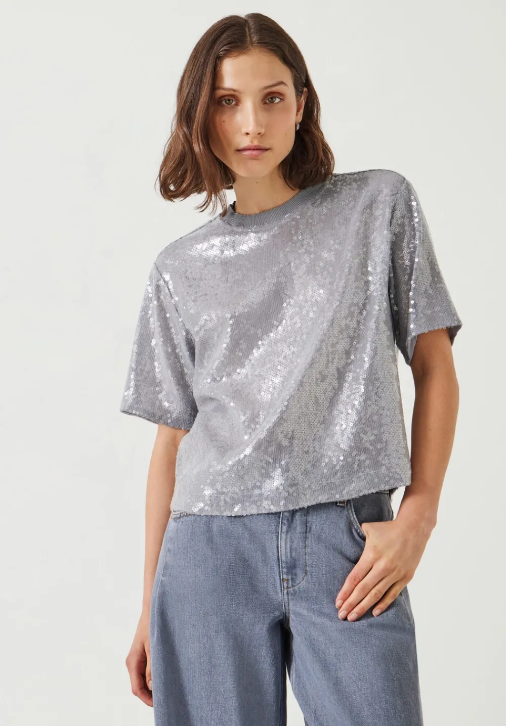 hush Tops & T-Shirts|Holly Sequin T-Shirt Grey