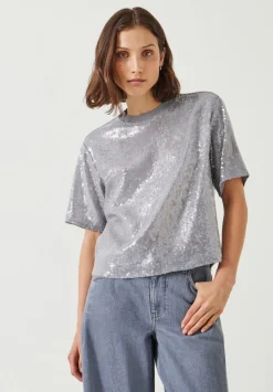 hush Tops & T-Shirts|Holly Sequin T-Shirt Grey