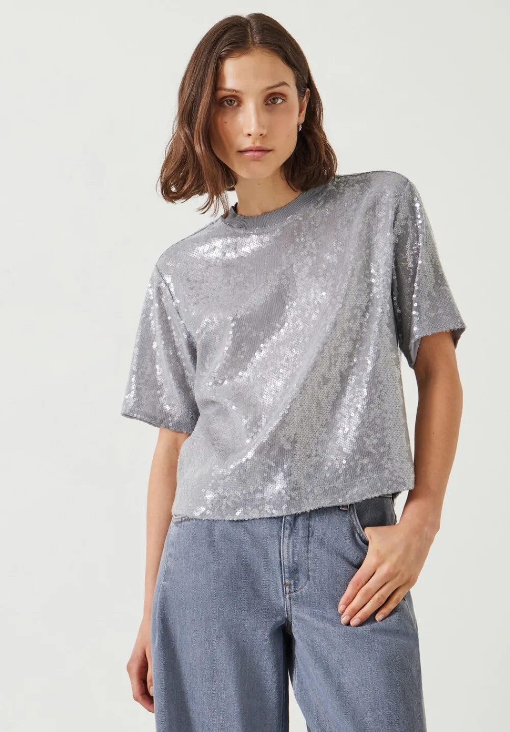 hush Tops & T-Shirts|Holly Sequin T-Shirt Grey