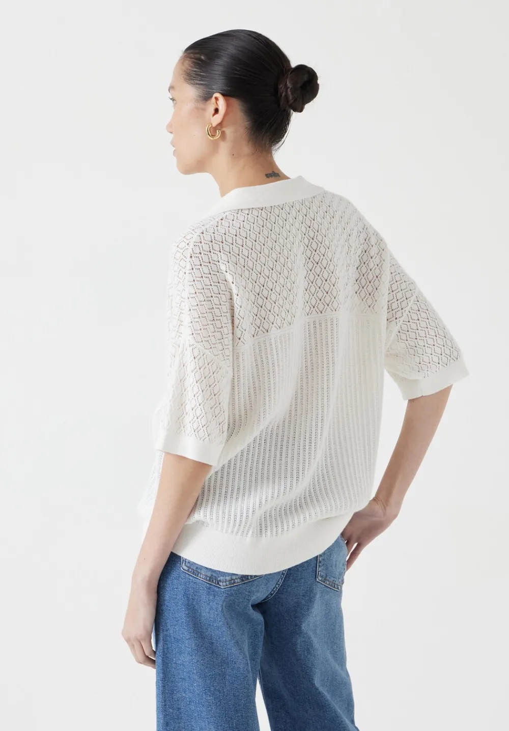 hush Tops & T-Shirts|Jumpers & Cardigans|Interest Stitch Collar Top Soft White