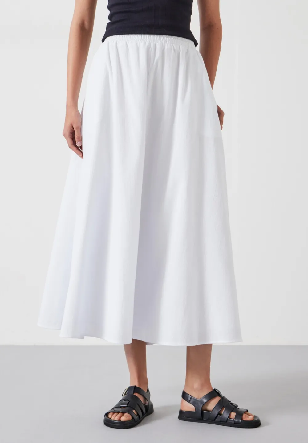 hush Skirts|Ishani Maxi Textured Skirt White