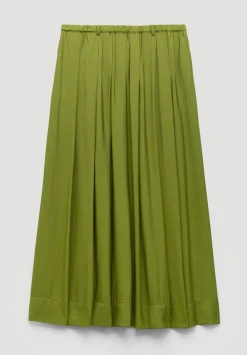 hush Skirts|Ivy Pleated Air Flow Midi Skirt Olive Green