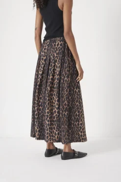 hush Skirts|Ivy Pleated Air Flow Midi Skirt Soft Leopard