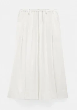 hush Skirts|Ivy Pleated Linen Blend Midi Skirt Off White