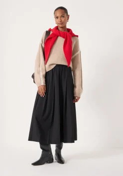 hush Skirts|Ivy Pleated Wool-Blend Midi Skirt Black