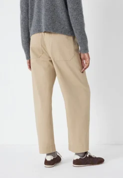 hush Trousers|Jeans|Jack Barrel Leg Pull On Cotton Trousers Stone Brown