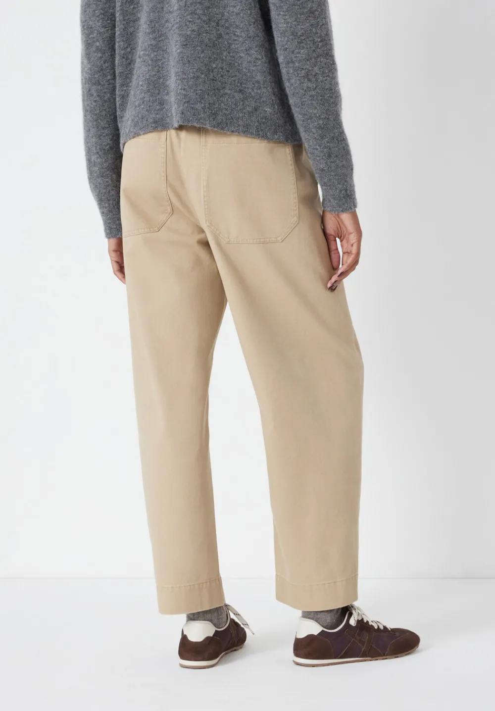 hush Trousers|Jeans|Jack Barrel Leg Pull On Cotton Trousers Stone Brown