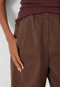 hush Trousers|Jeans|Jack Barrel Leg Pull On Cotton Trousers Washed Brown
