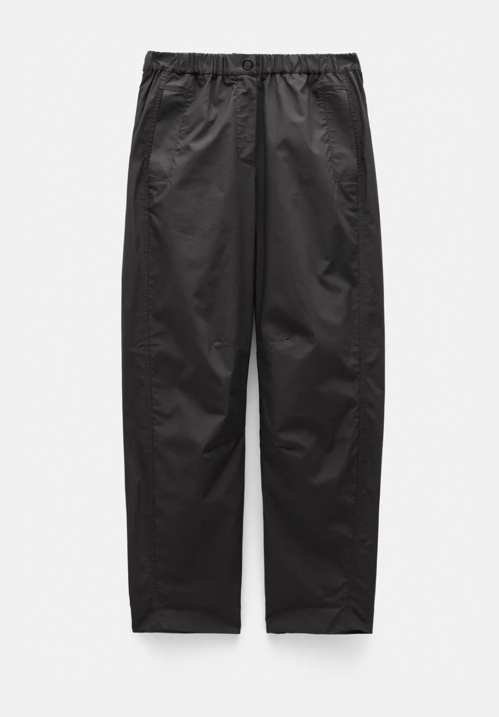 hush Trousers|Jack Barrel Leg Pull On Lightweight Cotton Trousers Washed Black