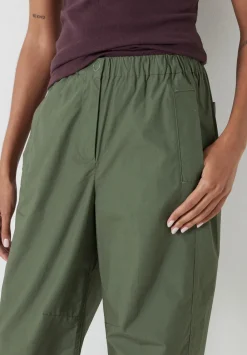 hush Trousers|Jack Barrel Leg Pull On Lightweight Cotton Trousers Khaki