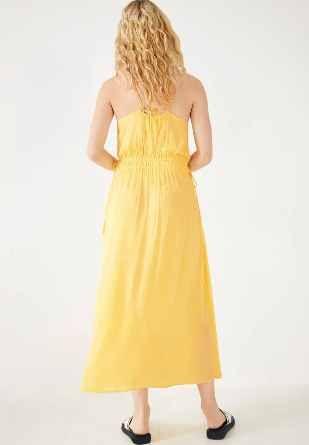 hush Dresses|Jade Halter Midi Dress Pale Yellow