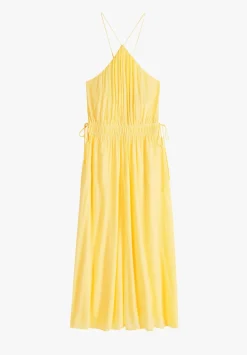 hush Dresses|Jade Halter Midi Dress Pale Yellow