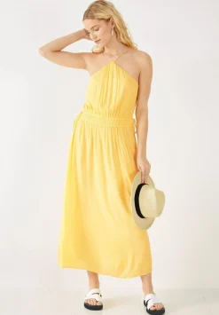 hush Dresses|Jade Halter Midi Dress Pale Yellow