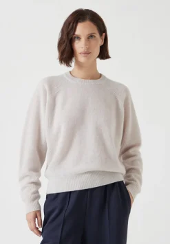hush Jumpers & Cardigans|Jasmine Cashmere Rib Detail Jumper Stone White