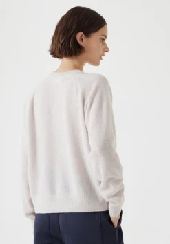 hush Jumpers & Cardigans|Jasmine Cashmere Rib Detail Jumper Stone White