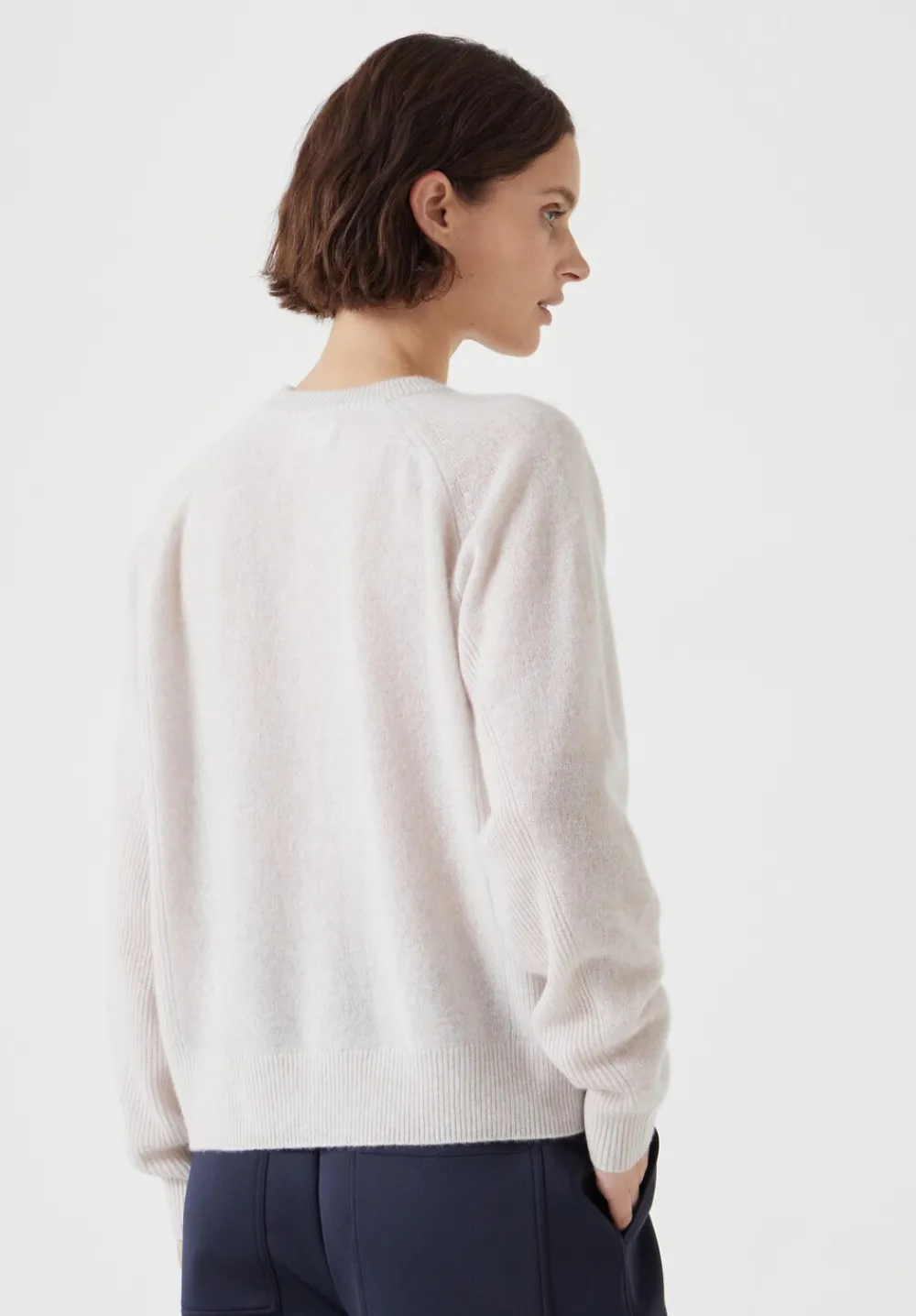 hush Jumpers & Cardigans|Jasmine Cashmere Rib Detail Jumper Stone White
