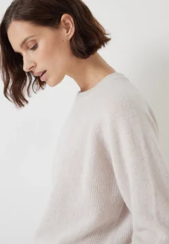 hush Jumpers & Cardigans|Jasmine Cashmere Rib Detail Jumper Stone White