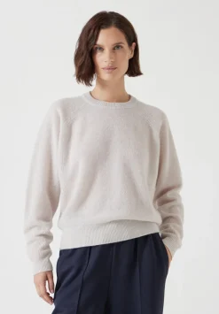 hush Jumpers & Cardigans|Jasmine Cashmere Rib Detail Jumper Stone White