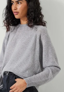 hush Jumpers & Cardigans|Jasmine Cashmere Rib Detail Jumper Grey