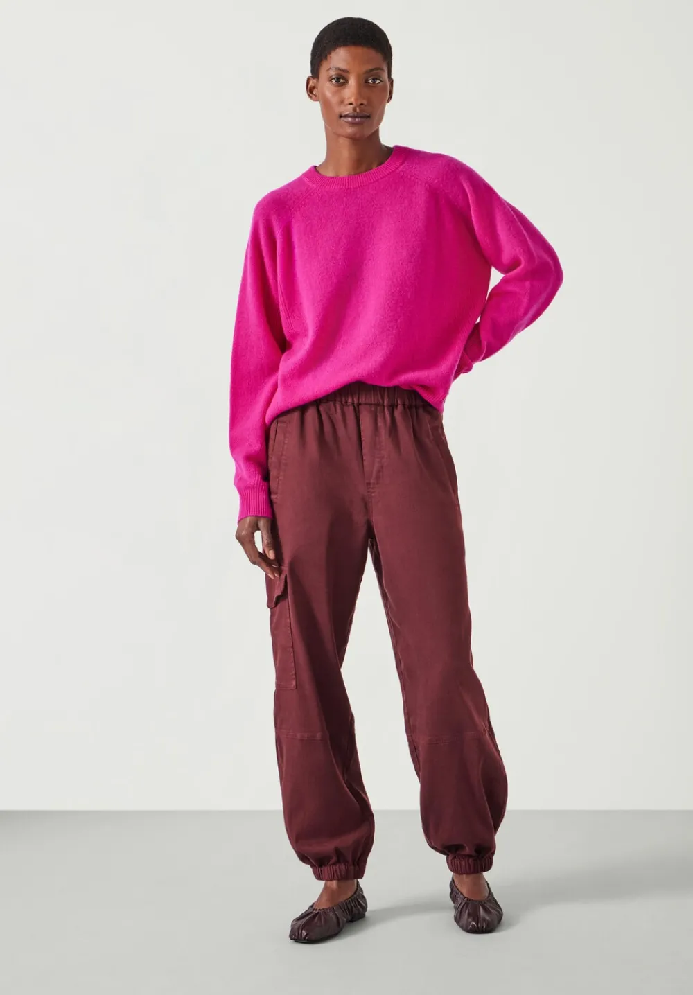 hush Jumpers & Cardigans|Jasmine Cashmere Rib Detail Jumper Magenta Pink