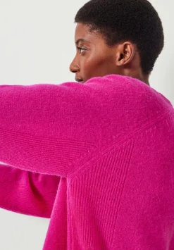 hush Jumpers & Cardigans|Jasmine Cashmere Rib Detail Jumper Magenta Pink