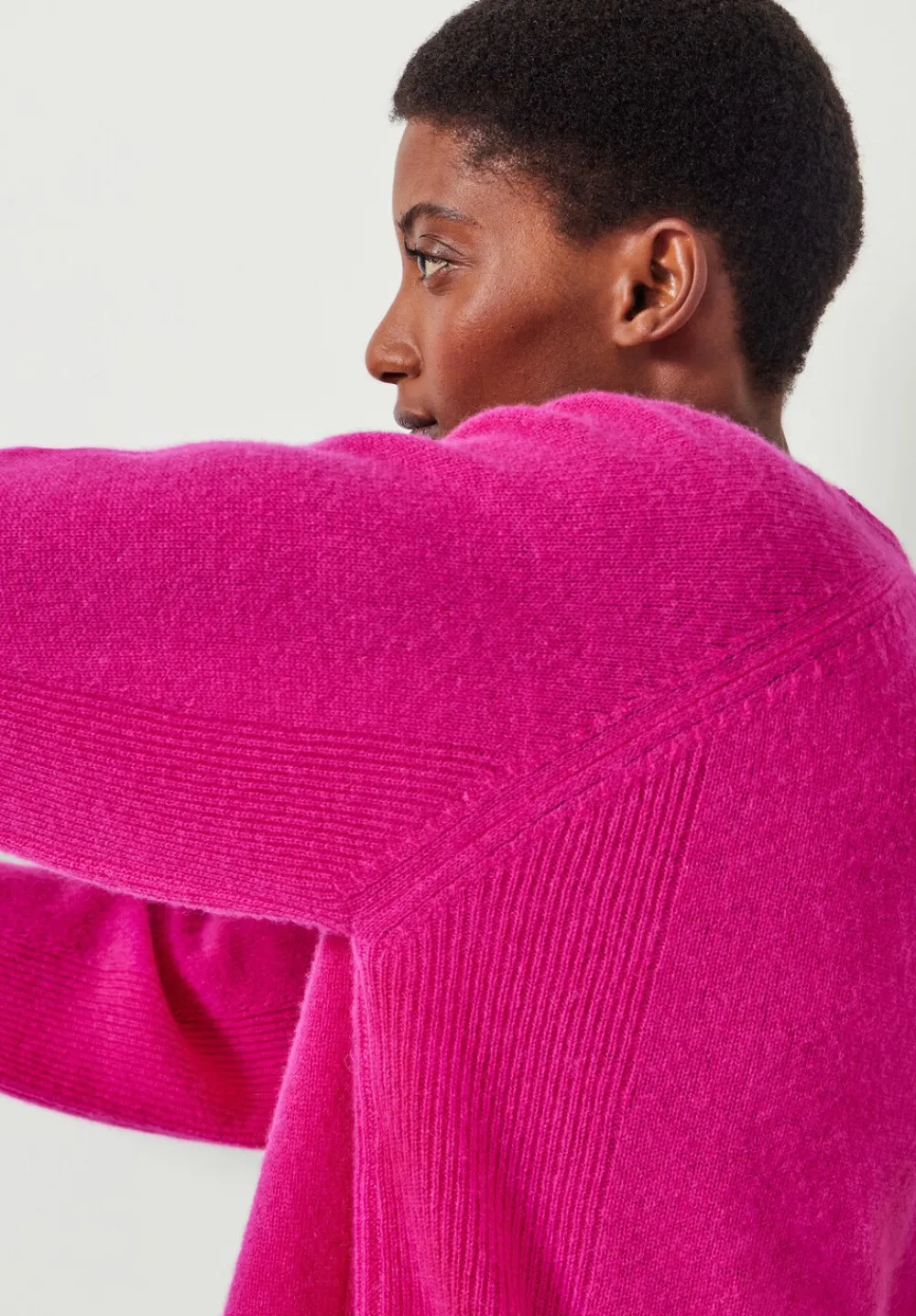 hush Jumpers & Cardigans|Jasmine Cashmere Rib Detail Jumper Magenta Pink
