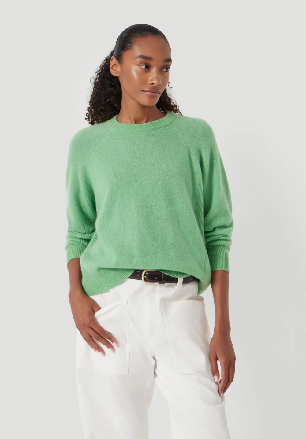 hush Jumpers & Cardigans|Jasmine Cashmere Rib Detail Jumper Apple Green