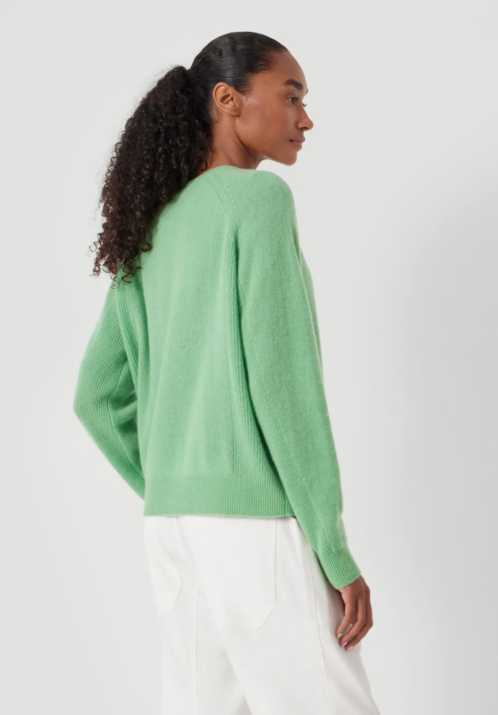 hush Jumpers & Cardigans|Jasmine Cashmere Rib Detail Jumper Apple Green