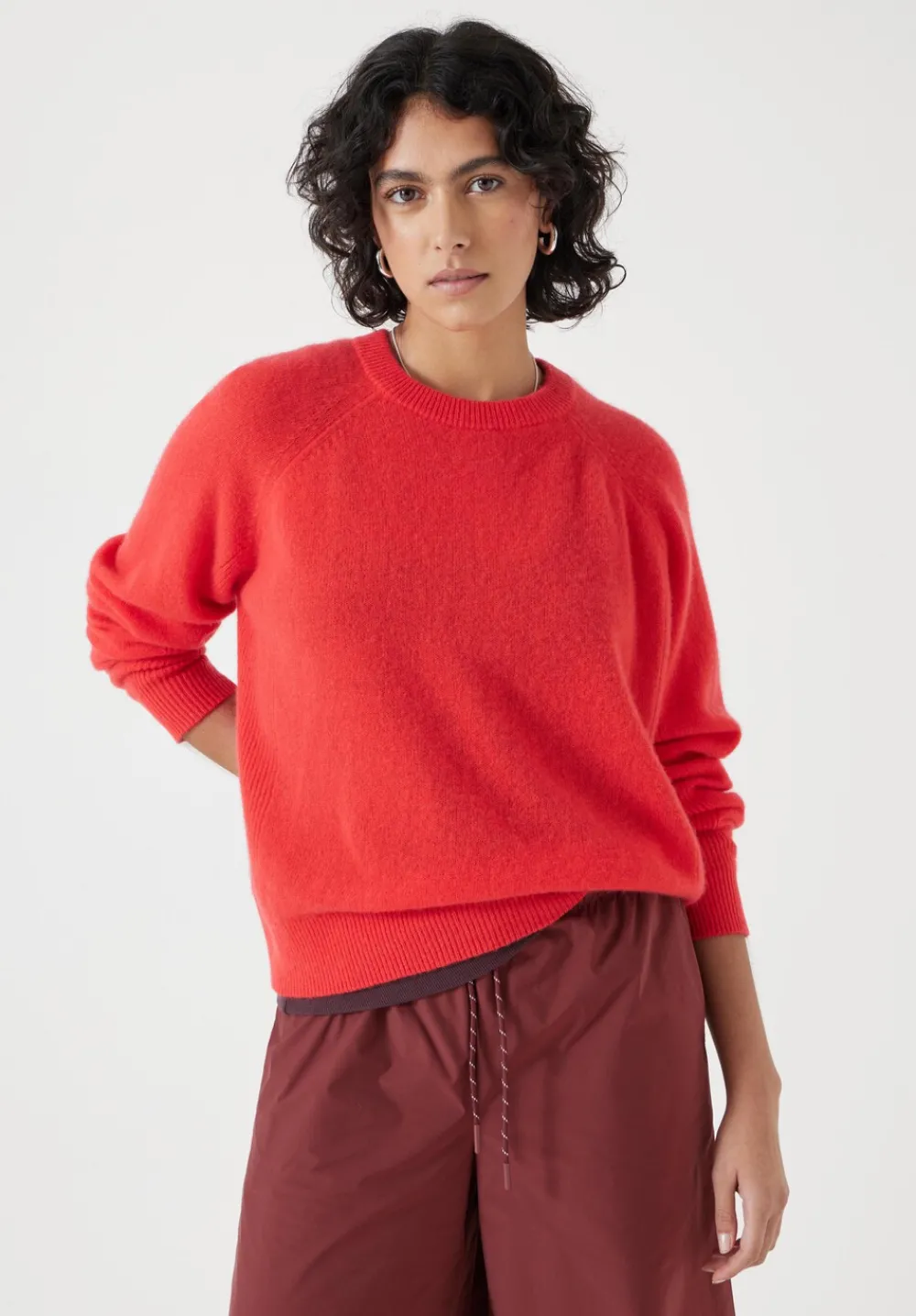 hush Jumpers & Cardigans|Jasmine Cashmere Rib Detail Jumper Tomato Red