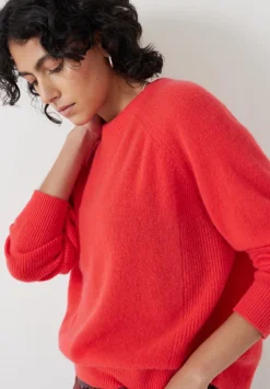 hush Jumpers & Cardigans|Jasmine Cashmere Rib Detail Jumper Tomato Red