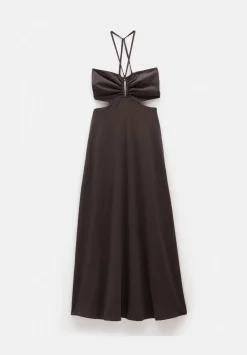 hush Dresses|Jemma Cotton Jersey Cut-out Dress Dark Brown