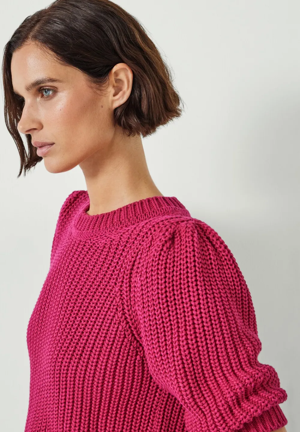 hush Tops & T-Shirts|Jessie Cotton Puff Sleeve Ribbed Top Pink