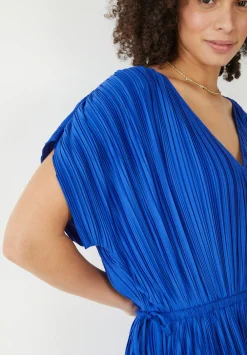 hush Dresses|Jodie Plisse Midi Dress Bright Blue