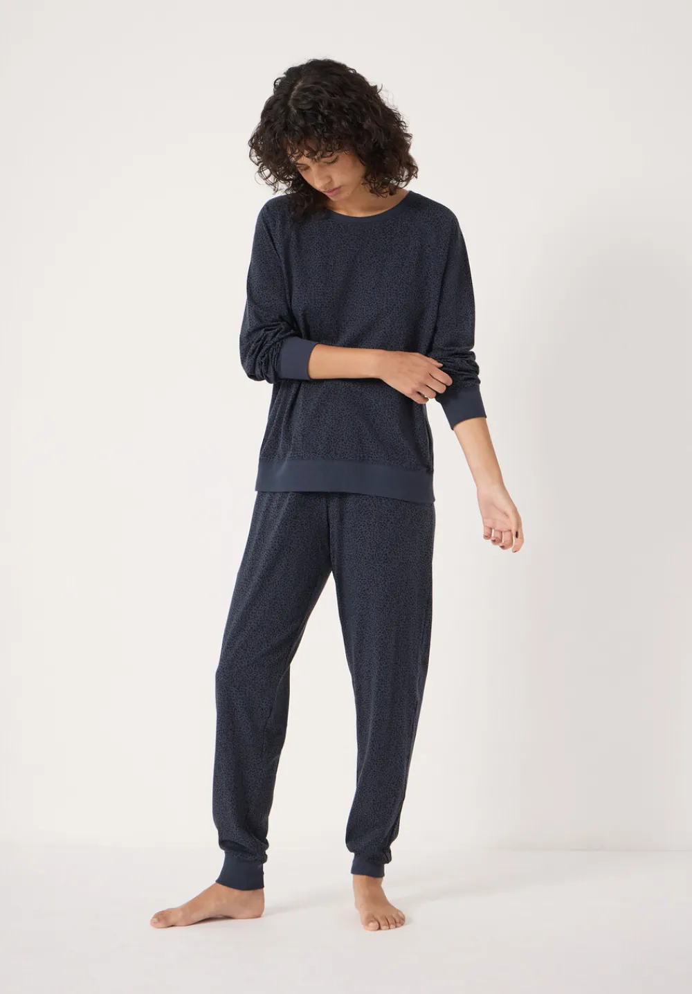hush Pyjamas & Nightwear|Joelle Jersey Jogger Animal Print Pyjamas Navy Mix
