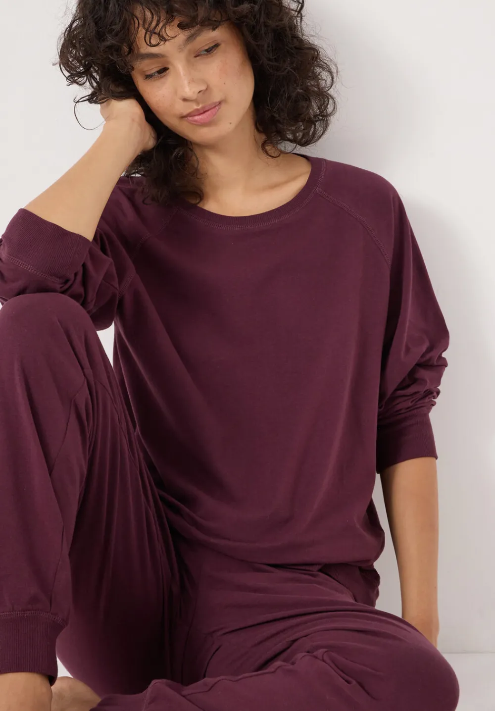 hush Pyjamas & Nightwear|Joelle Jersey Jogger Pyjamas Dark Wine Red
