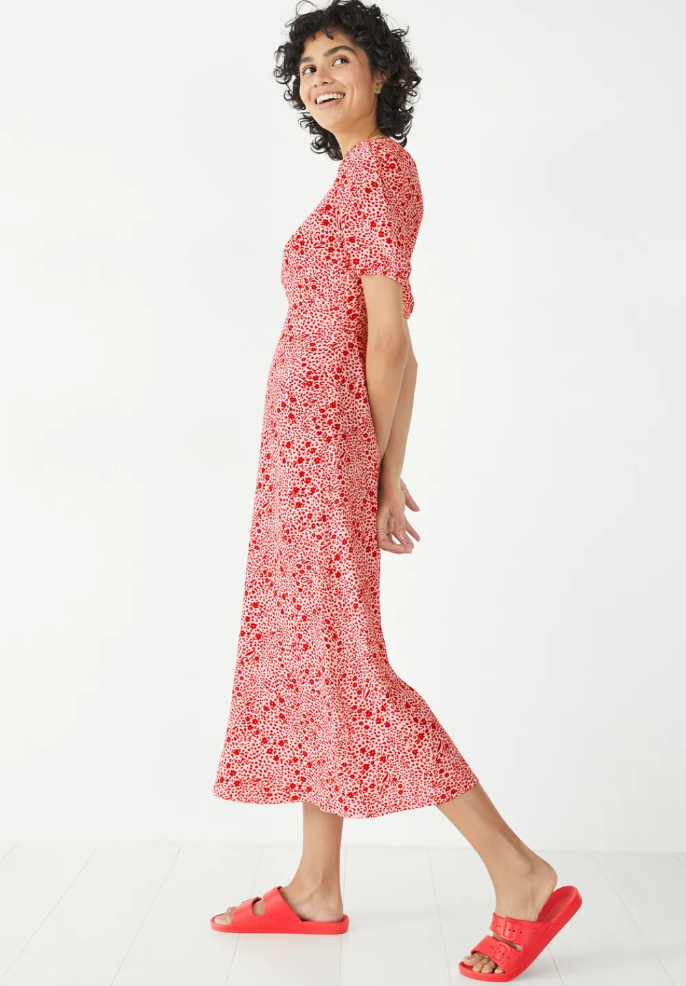 hush Dresses|Juliette Midi Tea Dress Mini Floral Leopard Red