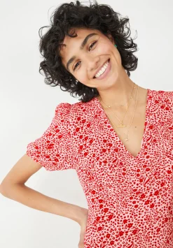 hush Dresses|Juliette Midi Tea Dress Mini Floral Leopard Red
