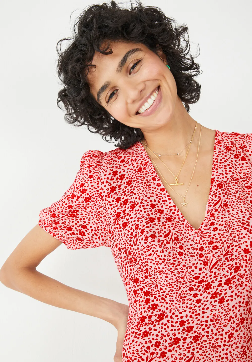 hush Dresses|Juliette Midi Tea Dress Mini Floral Leopard Red