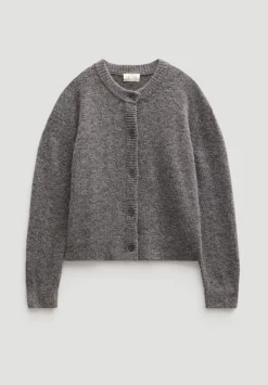 hush Jumpers & Cardigans|Juni Crew Neck Wool Blend Cardigan Mid Grey Marl