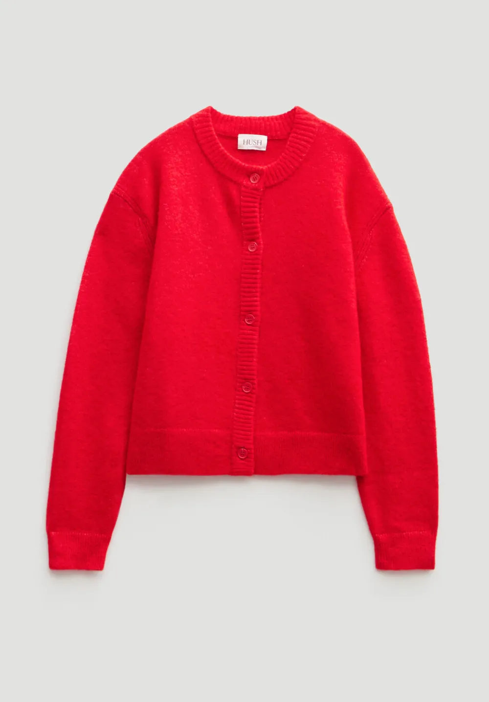 hush Jumpers & Cardigans|Juni Crew Neck Wool Blend Cardigan Fiery Red