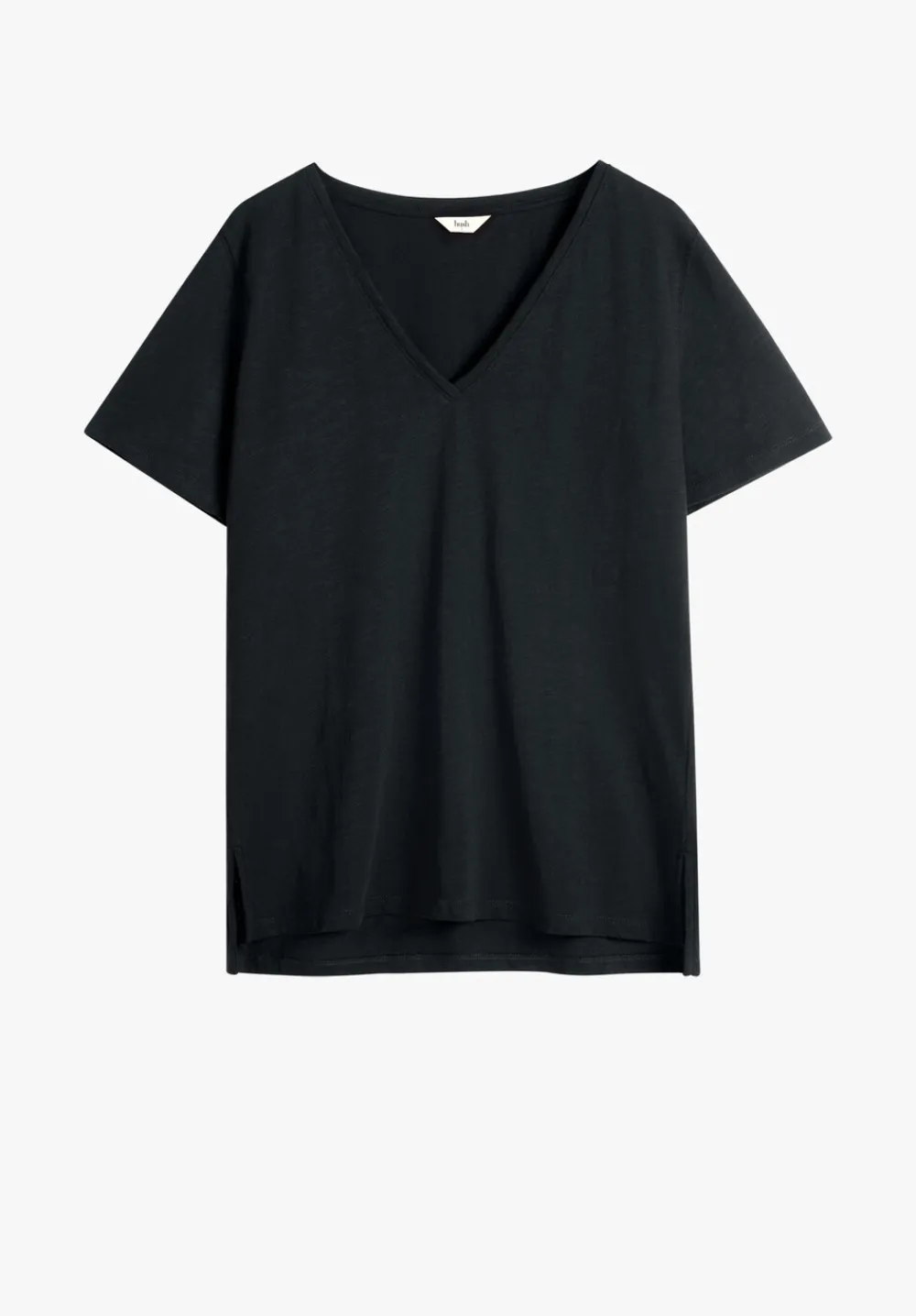 hush Tops & T-Shirts|Kali Cotton Slub V-Neck T-Shirt Black
