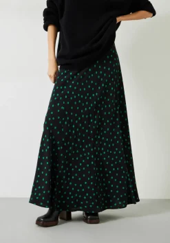 hush Skirts|Katie Maxi Skirt Polka Dots Green