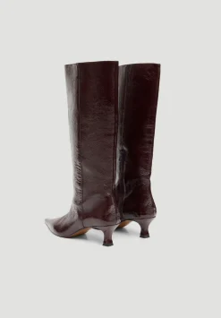 hush Boots|Katlynn Leather Patent Kneehigh Boots Wine Red