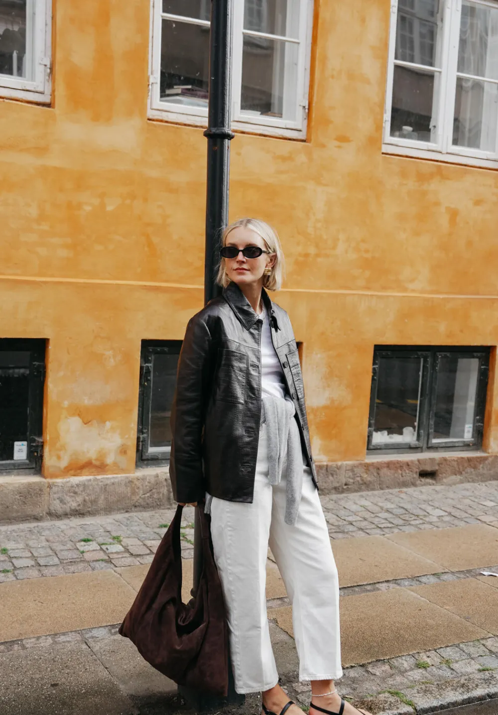 hush Jackets & Coats|Kelly Croc Effect Leather Jacket Chocolate brown