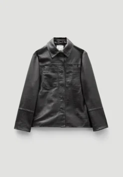 hush Jackets & Coats|Kelly Croc Effect Leather Jacket Chocolate brown