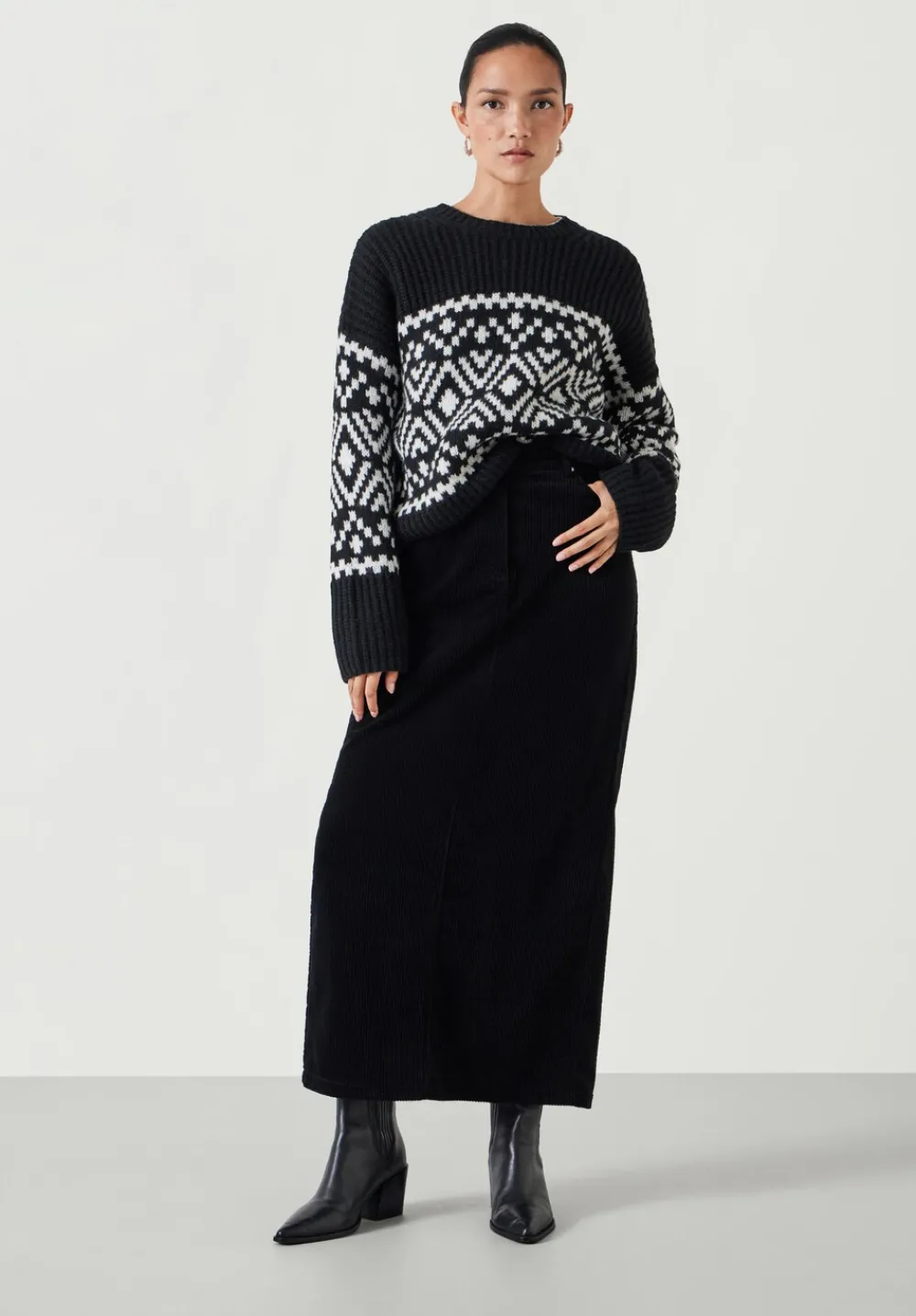 hush Jumpers & Cardigans|Kelsey Fairisle Knitted Jumper Black & Ivory
