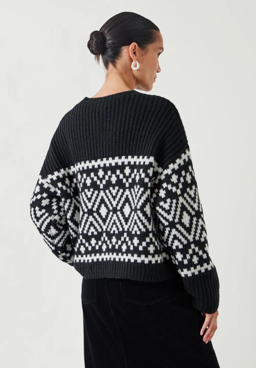 hush Jumpers & Cardigans|Kelsey Fairisle Knitted Jumper Black & Ivory