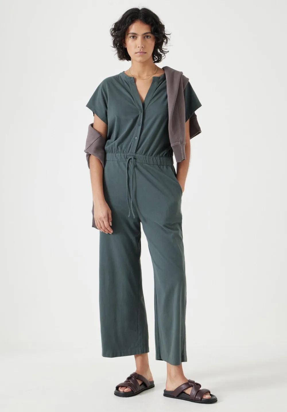 hush Jumpsuits|Dresses|Kendall Jersey Jumpsuit Washed Dark Green