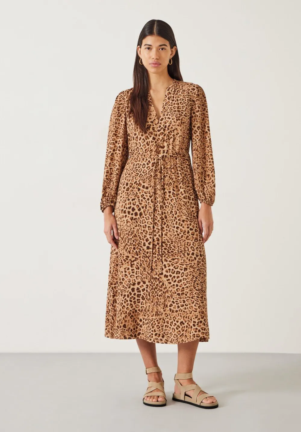 hush Dresses|Kiera Leopard Midi Dress Natural Leopard