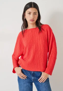 hush Shirts & Blouses|Kirra Oversized Textured Blouse Bright Red